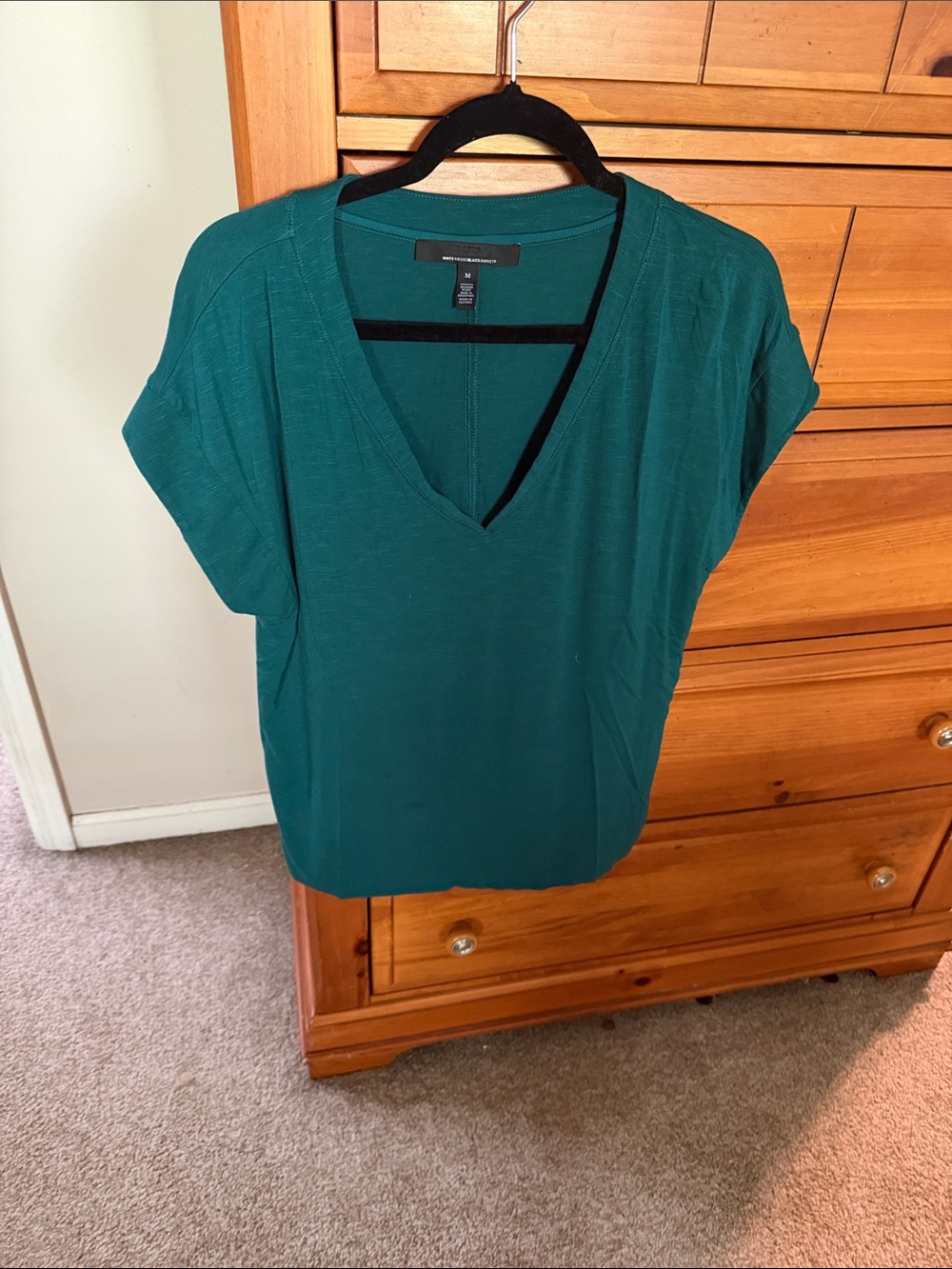 Worthington Deep Teal V-Neck Short Sleeve Top
